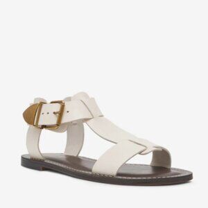 New Steve Madden Brazinn Sandal in Bone Leather ivory cream flat strappy buckle